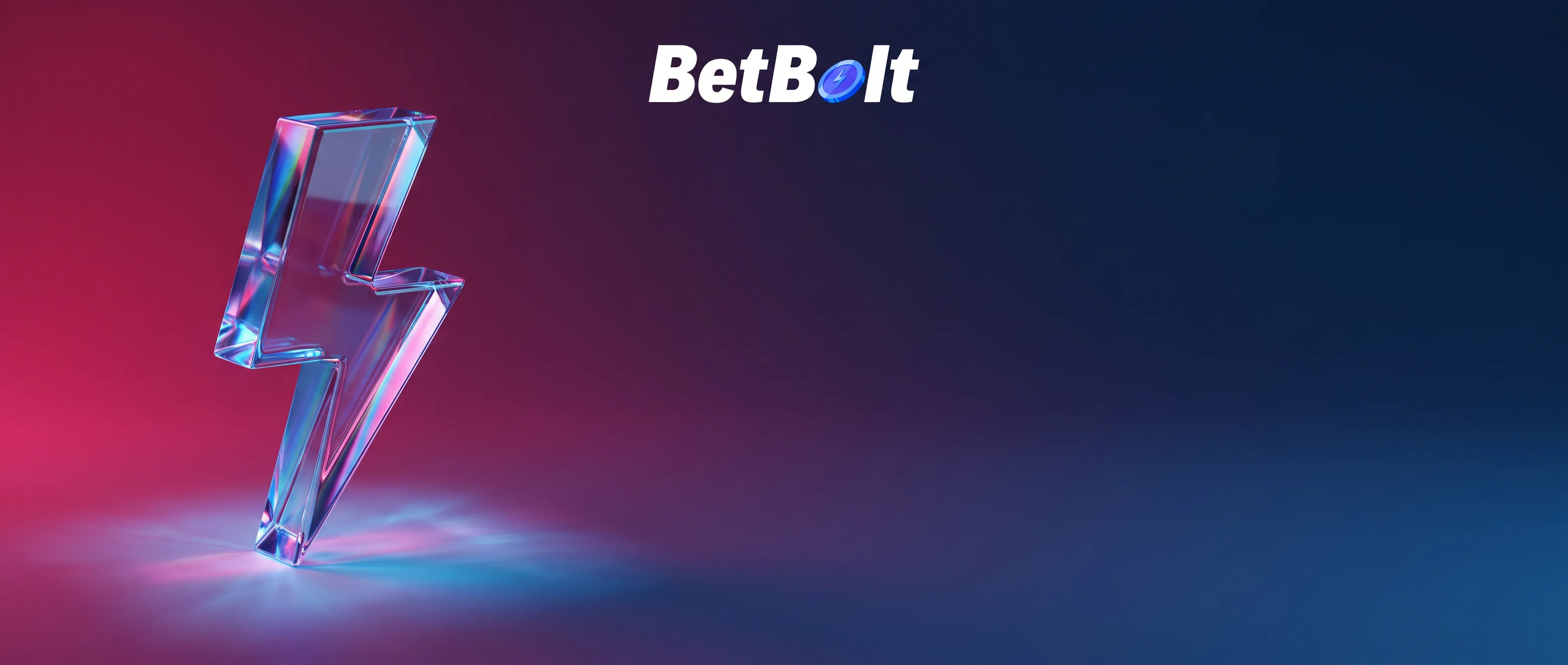 BetBolt glass lightning bolt in crimson and ice blue